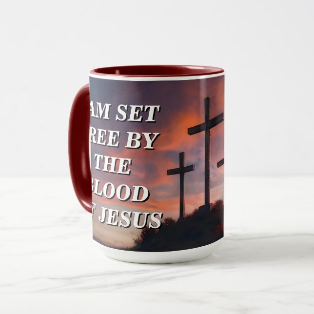 Caneca de Café Citação Personalizada Fé - Sangue d (Frente Esquerda)