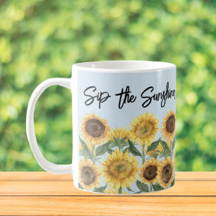 Caneca De Café Citação Personalizada Flor Girassol Floral