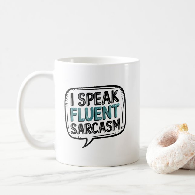 Caneca De Café Citação Que Falo Fluent Sarcasm (Com Donut)