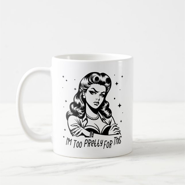 Caneca De Café Citação Sarcástica Engraçada da Glam Girl dos anos (Esquerda)