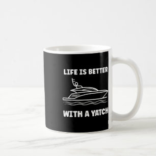 Caneca De Café Citação Simples Divertida Iate A Vida É Melhor Com
