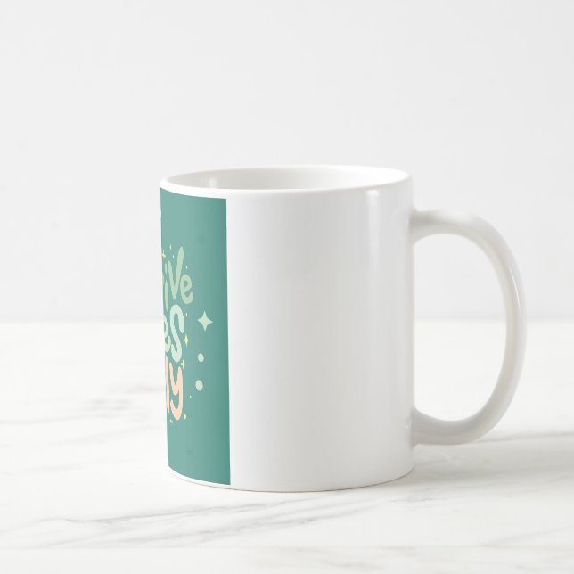 Caneca de Café Citação Vibrações Positivas Apenas  (Direita)