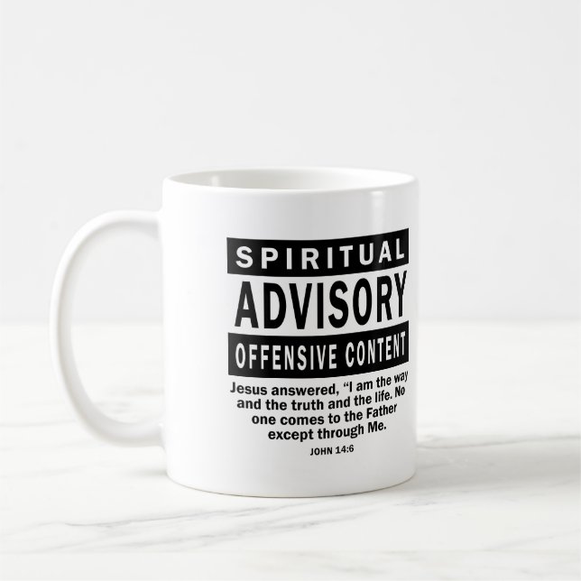 Caneca De Café Citações Cristãs do Conselho Espiritual João 14:6 (Esquerda)