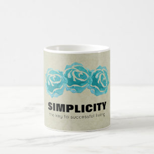 Caneca De Café Citações da tipografia da simplicidade com rosas