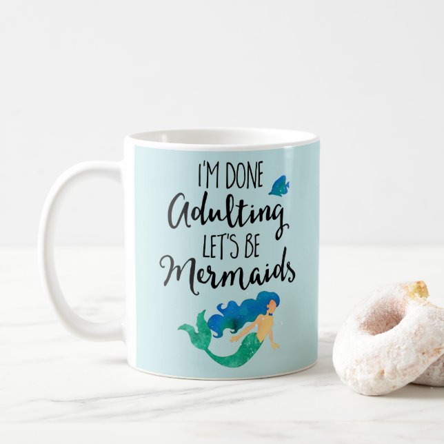 Caneca De Café Citações engraçadas feitas das sereias de Adulting (Com Donut)