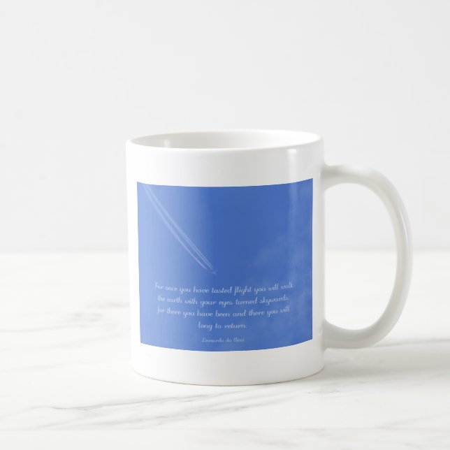 Caneca De Café Citações inspiradas do vôo de Leonardo da Vinci (Direita)