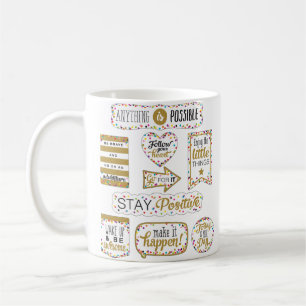 Caneca De Café Citações Inspiradoras Coloridas