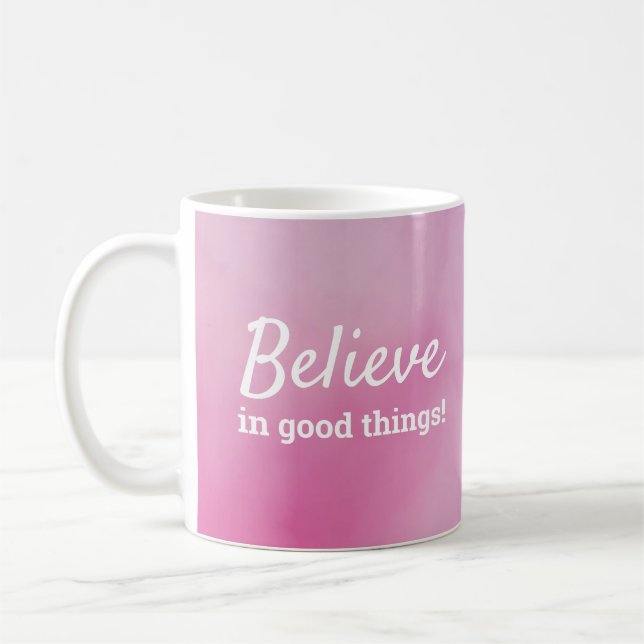 Caneca De Café Citar coisas boas em rosa roxo (Esquerda)