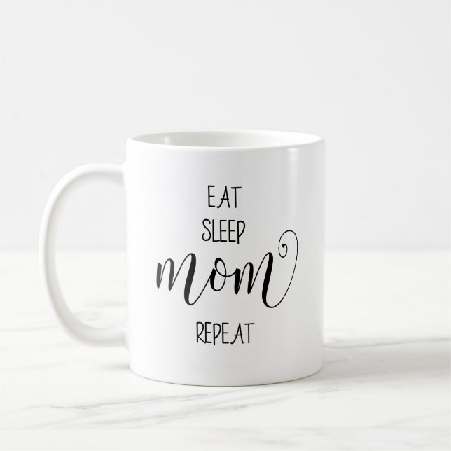 Caneca De Café Citar Comer Dormir Mãe  (Esquerda)