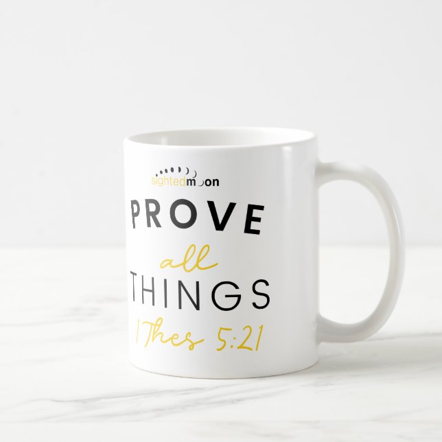 Caneca De Café Citar Provar Todas as Coisas Branco (Direita)