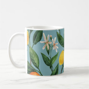 Caneca De Café Citrinos: Padrão Ornamental Por Aquarela