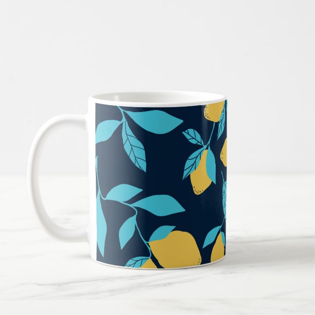 Caneca De Café Citros simples: limões em azul. (Esquerda)