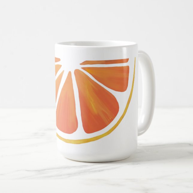 Caneca De Café Citrus Orange Grapefruit Slice Art (Frente Esquerda)