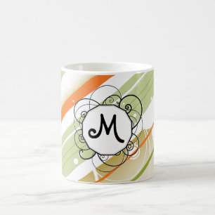 Caneca De Café Citrus Splash Modern-Retro Stripes com Monograma