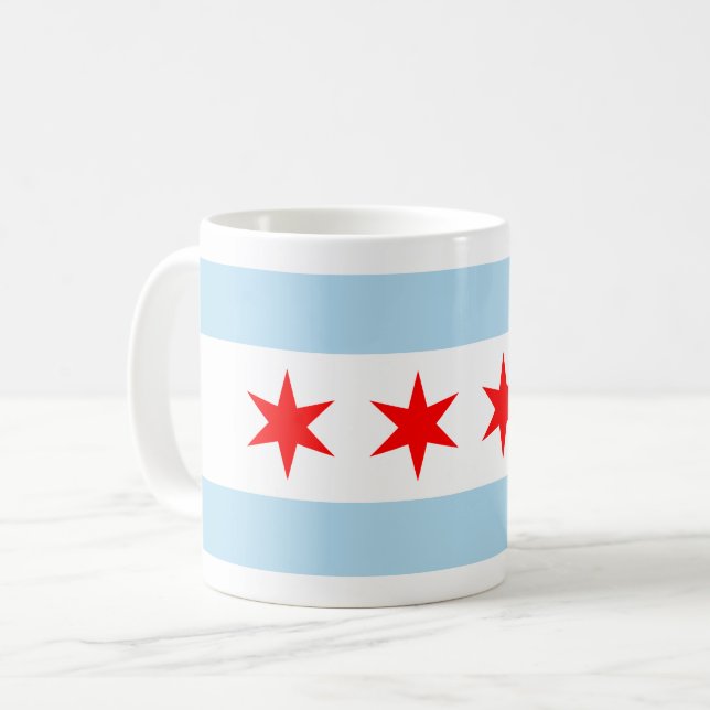Caneca De Café City Flag de Chicago (Illinois) (Frente Esquerda)