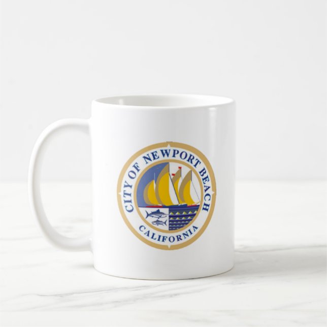 Caneca De Café City Seal de Newport Beach, Califórnia (Esquerda)