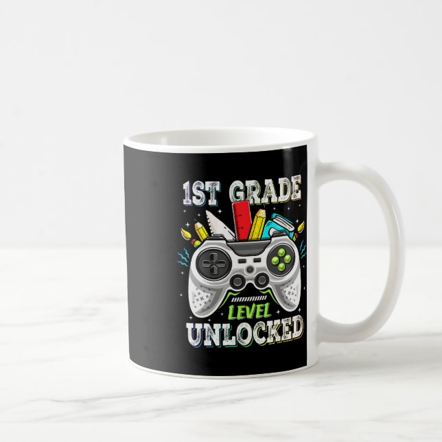 Caneca De Café Ck To School 1st Grade Level Unlocked Gamer Kids B (Direita)