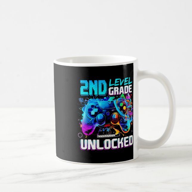 Caneca De Café Ck To School 2nd Grade Level Unlocked Gamer Kids B (Direita)