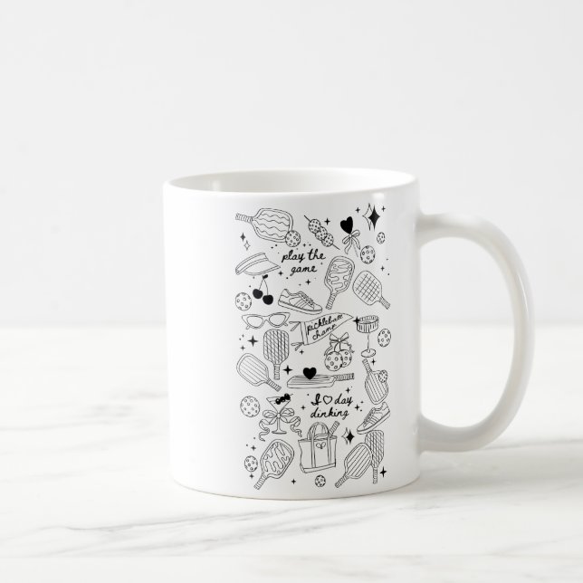 Caneca De Café Ckleball Doodles In Black On Beige Retro Comfort C (Direita)