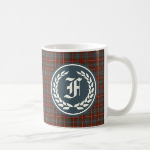 Caneca De Café Clã Fraser do monograma do Tartan da reprodução