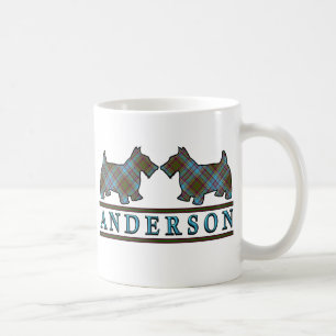 Caneca De Café Clan Anderson Tartan Scottie Dogs escoceses