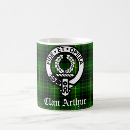 Caneca De Café Clan Arthur Crest Crachá & Tartan