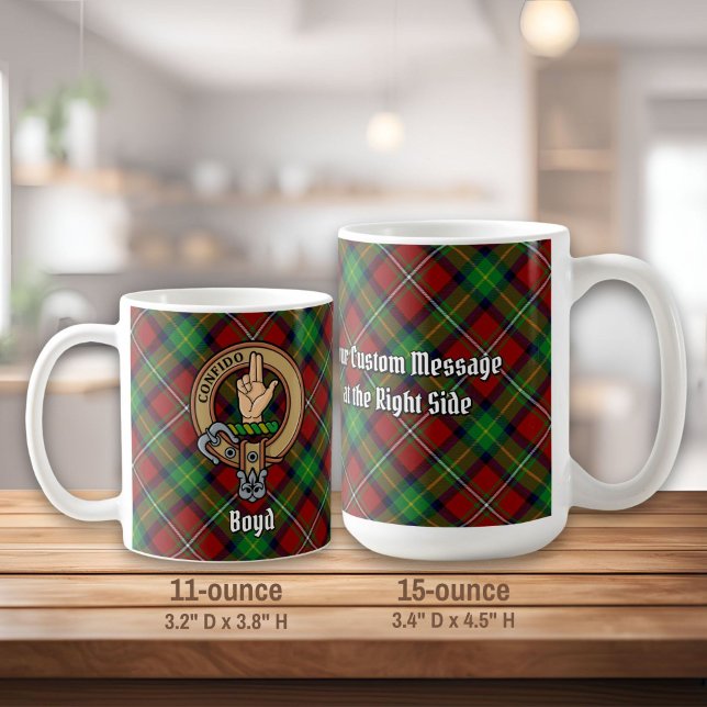 Caneca De Café Clan Boyd Crest sobre Tartan (Criador carregado)