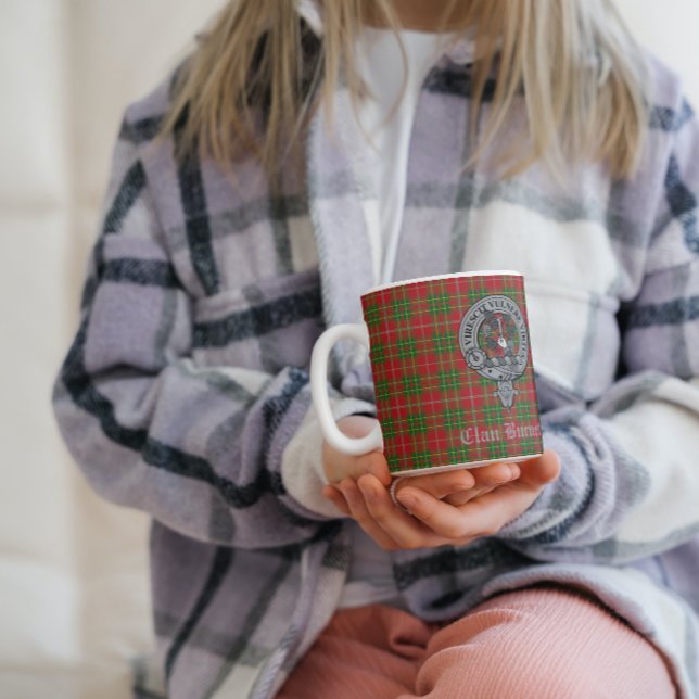 Caneca De Café Clan Burnett Crest Crachá & Tartan (Criador carregado)