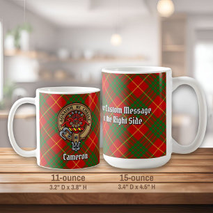 Caneca De Café Clan Cameron Crest sobre Tartan