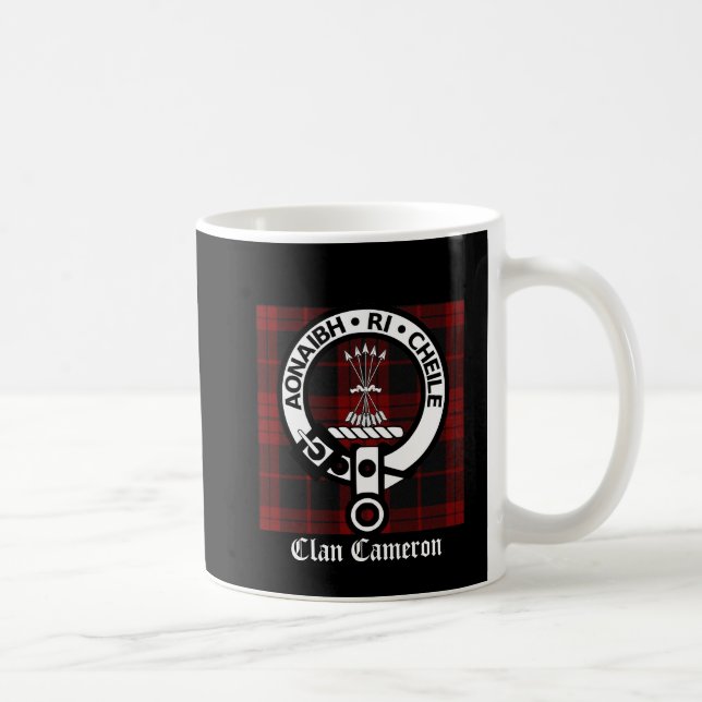 Caneca De Café Clan Cameron Crest & Tartan (Direita)