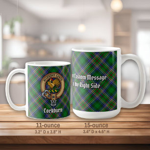 Caneca De Café Clan Cockburn Crest sobre Tartan