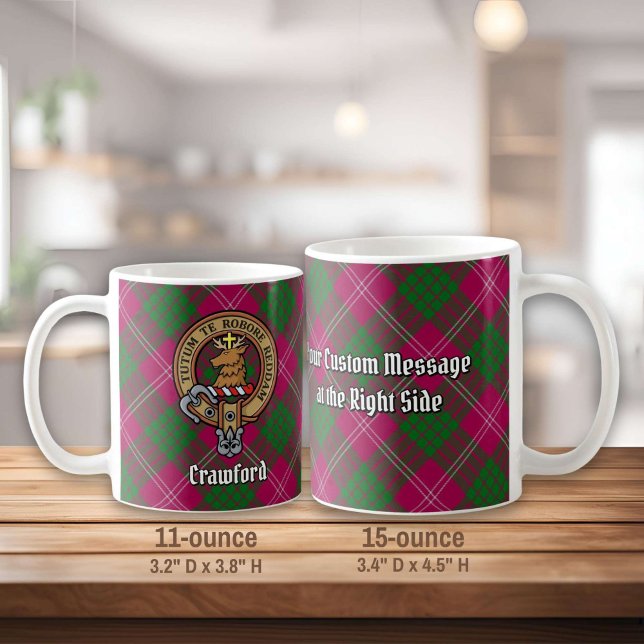 Caneca De Café Clan Crawford Crest sobre Tartan (Criador carregado)