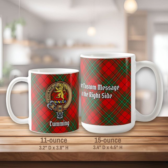 Caneca De Café Clan Cumming Crest sobre Tartan (Criador carregado)