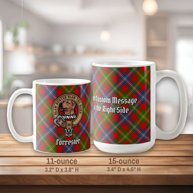 Caneca De Café Clan Forrester Crest sobre Tartan (Criador carregado)