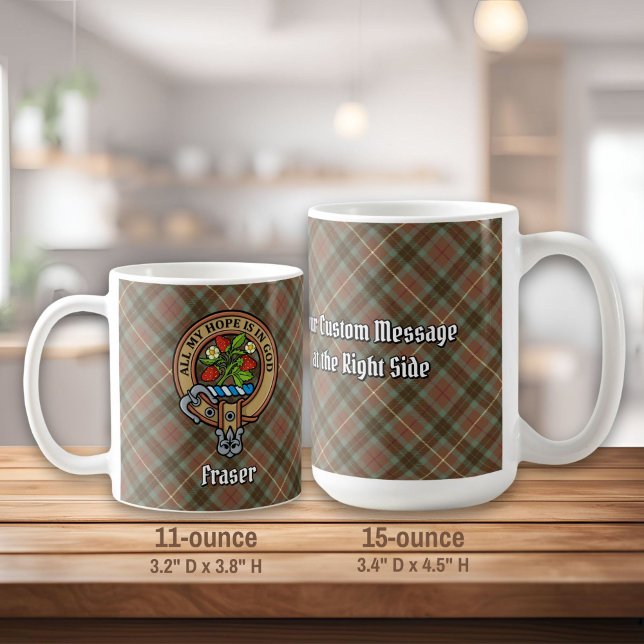 Caneca De Café Clan Fraser Crest over Weathered Hunting Tartan (Criador carregado)