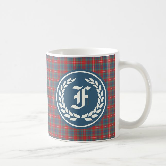 Caneca De Café Clan Fraser do Monograma do Antigo Tartan Lovat (Direita)