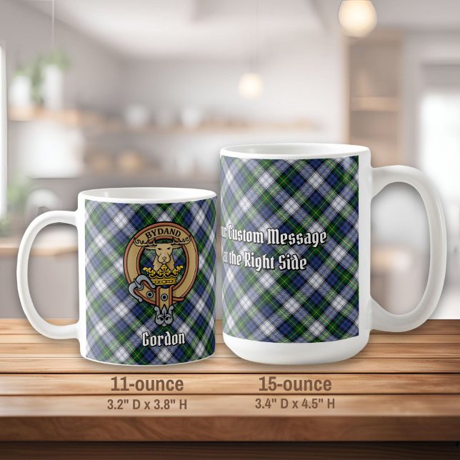 Caneca De Café Clan Gordon Crest sobre Dress Tartan (Criador carregado)