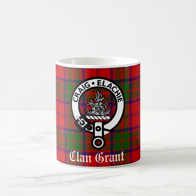 Caneca De Café Clan Grant Crest Crachá e Tartan (Centro)