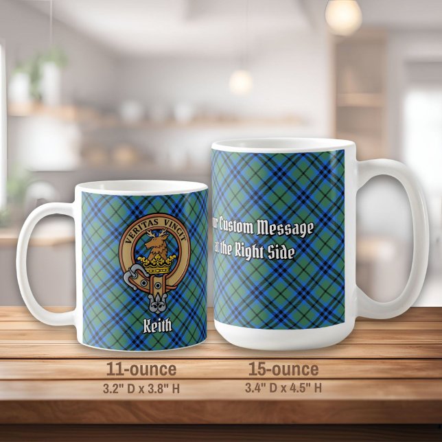 Caneca De Café Clan Keith Crest sobre Tartan (Criador carregado)