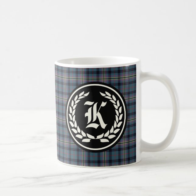 Caneca De Café Clan Kennedy Antigo Tartan Monograma (Direita)