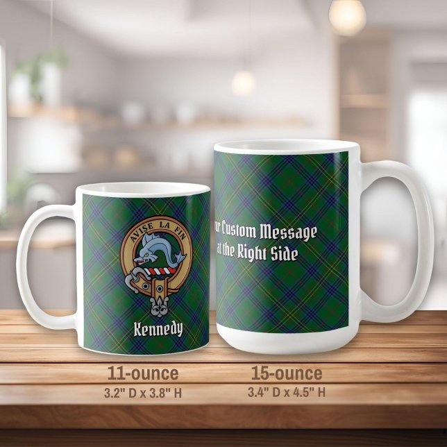 Caneca De Café Clan Kennedy Crest sobre Tartan (Criador carregado)