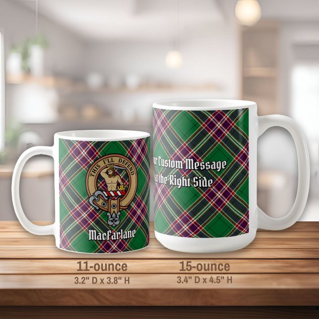 Caneca De Café Clan MacFarlane Crest sobre Tartan de caça moderna (Criador carregado)