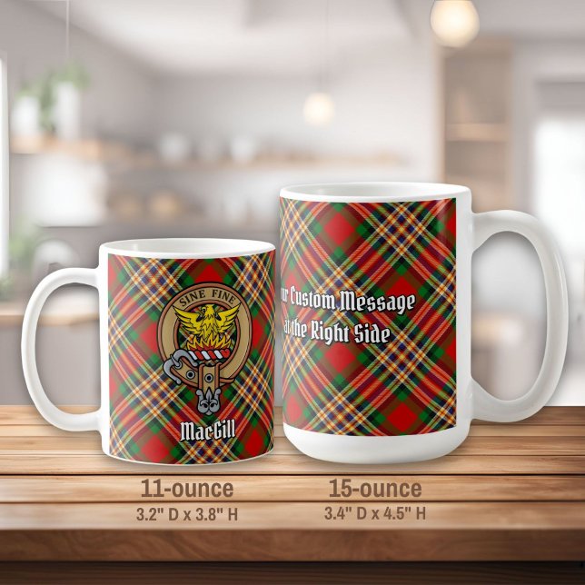 Caneca De Café Clan MacGill Crest sobre Tartan (Criador carregado)