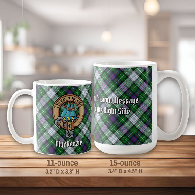 Caneca De Café Clan MacKenzie Crest over Dress Tartan (Criador carregado)