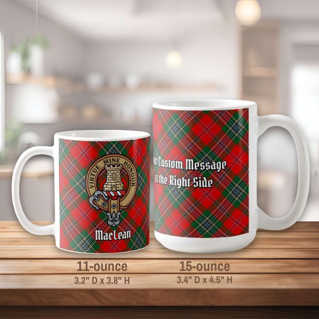 Caneca De Café Clan MacLean Crest sobre Tartan (Criador carregado)