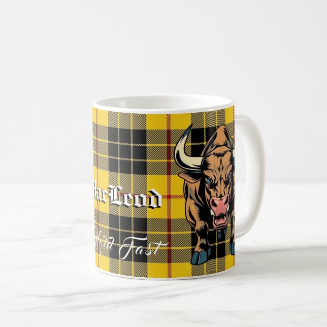 Caneca De Café Clan MacLeod Bull Tartan Motto (Frente Esquerda)