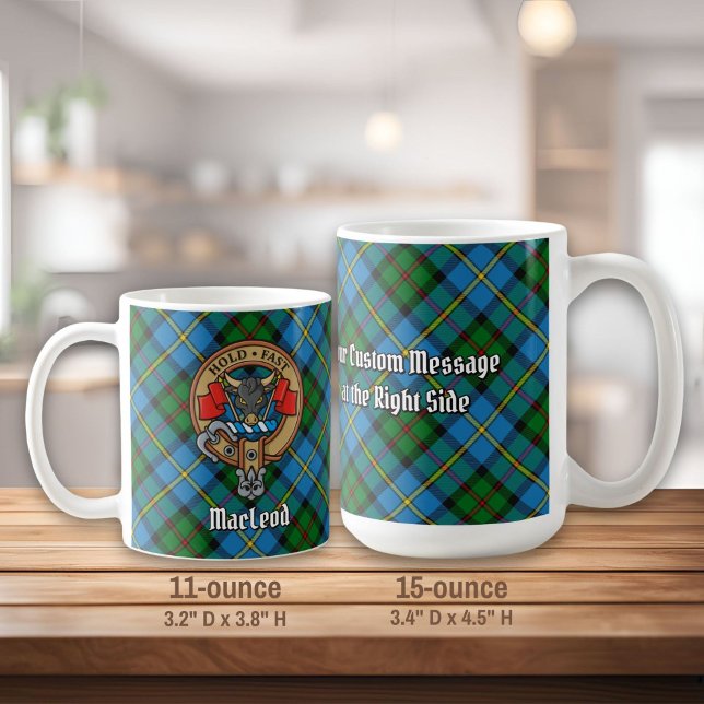 Caneca De Café Clan MacLeod Crest sobre caçar Tartan (Criador carregado)