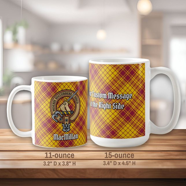 Caneca De Café Clan MacMillan Crest over Dress Tartan (Criador carregado)