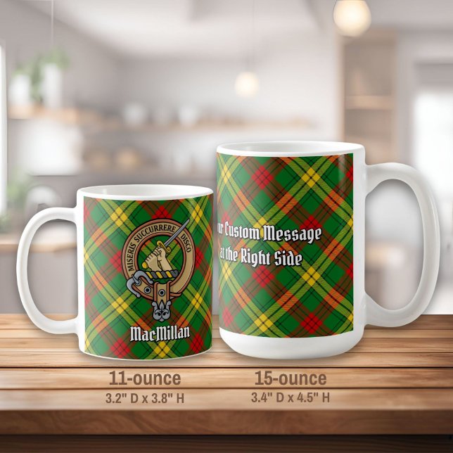 Caneca De Café Clan MacMillan Crest sobre Tartan (Criador carregado)
