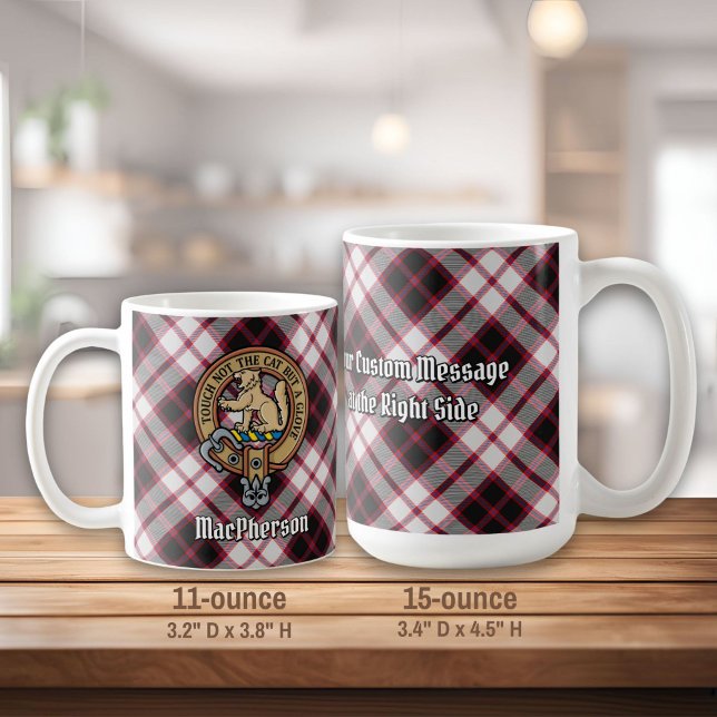 Caneca De Café Clan MacPherson Crest sobre caçar Tartan (Criador carregado)
